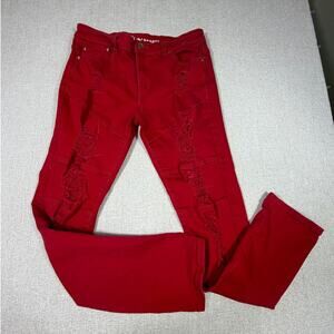 Argonaut Men 36 X 34 Ultra Slim Destroyed Red Denim Y2K Skater Streetwear Jeans